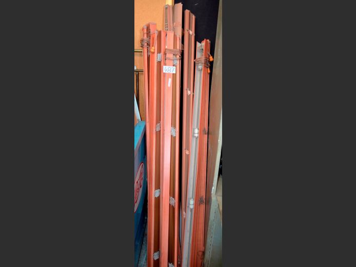 LOT OF 7: BROWN ALUMINIUM BLINDS