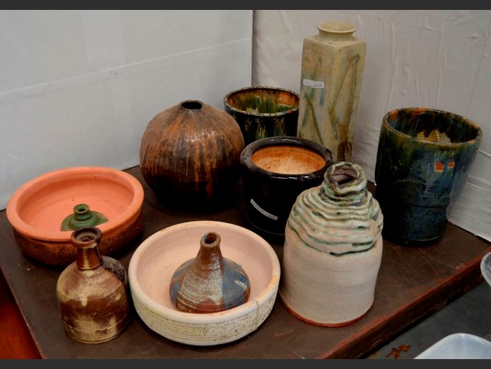LOT: POTTERY VASES, etc