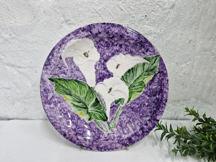 1997 Hand Painted Ceramic Plate - Signed Elsa Hoss 