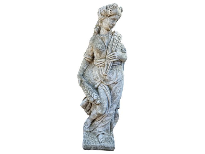 Vintage Cast Cement Classical Female Garden Statue