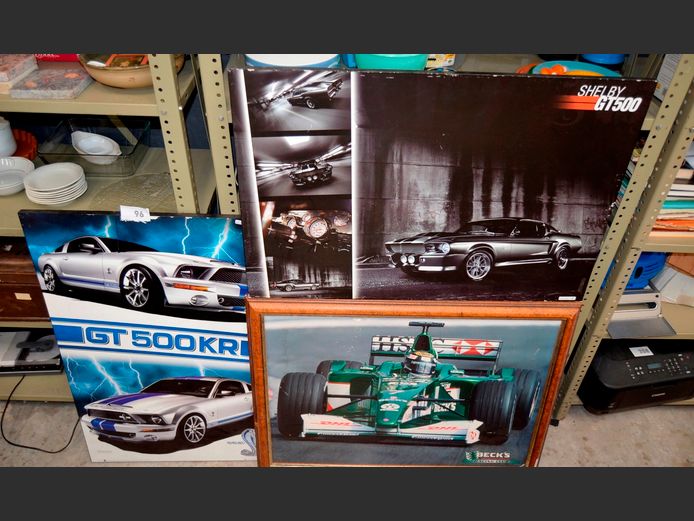 SET OF 3 CAR PICTURES, 91 x 61cm & 82 x 58cm
