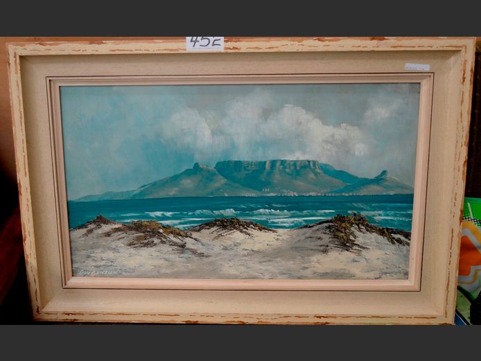 DON BENZIEN FRAMED OIL ON BOARD "TABLE MOUNTAIN", 70 x 40cm