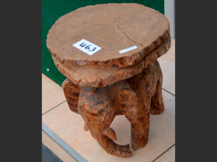 CARVED ELEPHANT SIDE TABLE