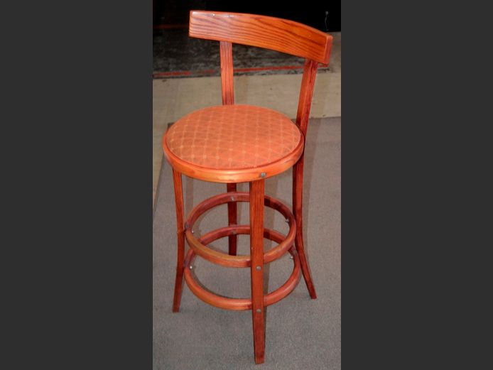 WOODBENDER BAR CHAIR WITH BURNT ORANGE UPHOLSTERED SEAT, 76cm High