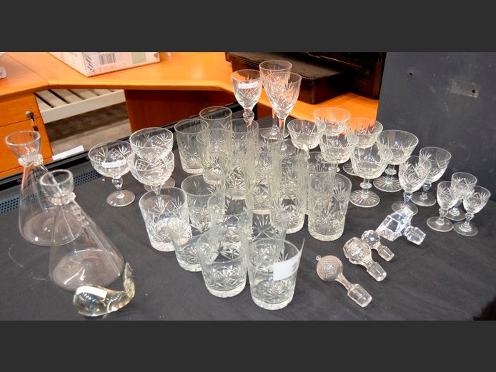 ASSORTED CUT GLASS DRINKING GLASSES