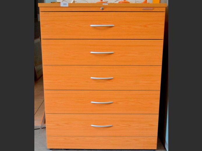 OAK FOIL 5-DRAWER OPTIPLAN, 117 x 60 x 151cm