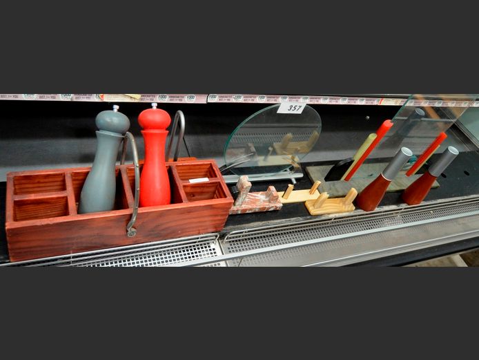 FUNKY PHOTO FRAMES, WOODEN SAUCE CADDY, SALT & PEPPER GRINDERS, etc