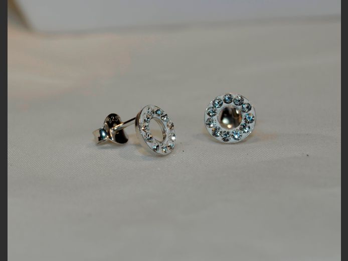 PAIR STERLING SILVER & AUSTRIAN CRYSTAL EARRINGS