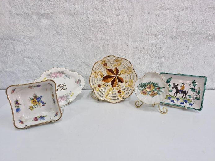 Ceramic & Porcelain Trinket Dish Lot - Includes Holland Kastanje Reticulated Bowl