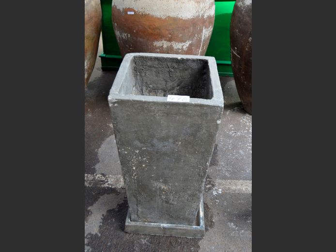 GREY CONCRETE PLANTER WITH TRAY, 37 x 37 x 75cm