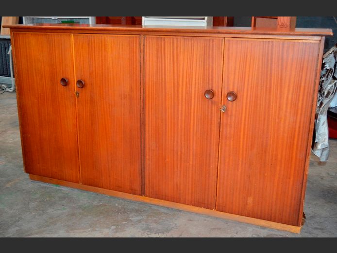SAPELE MAHOGANY 4-DOOR CABINET, 202 x 39 x 115cm
