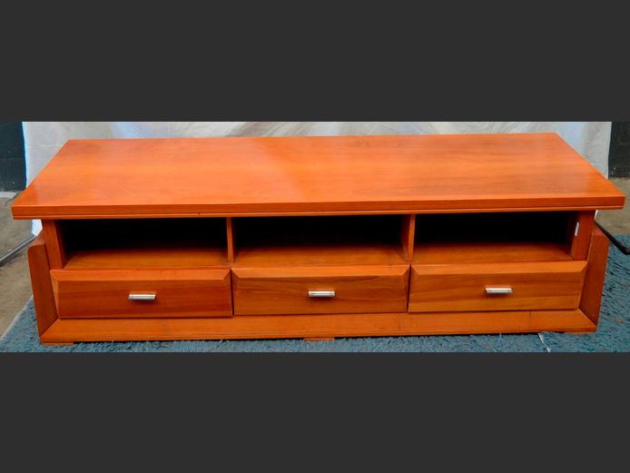 CHERRY FINISH 3-DRAWER TV STAND, 180 x 55 x 51cm