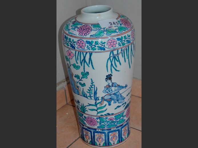 CERAMIC HAND PAINTED ORIENTAL VASE, 55cm High