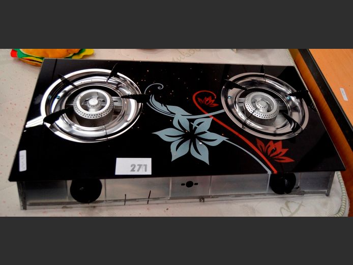 2-BURNER GAS STOVE, 70 x 36 x 8cm [Untested]