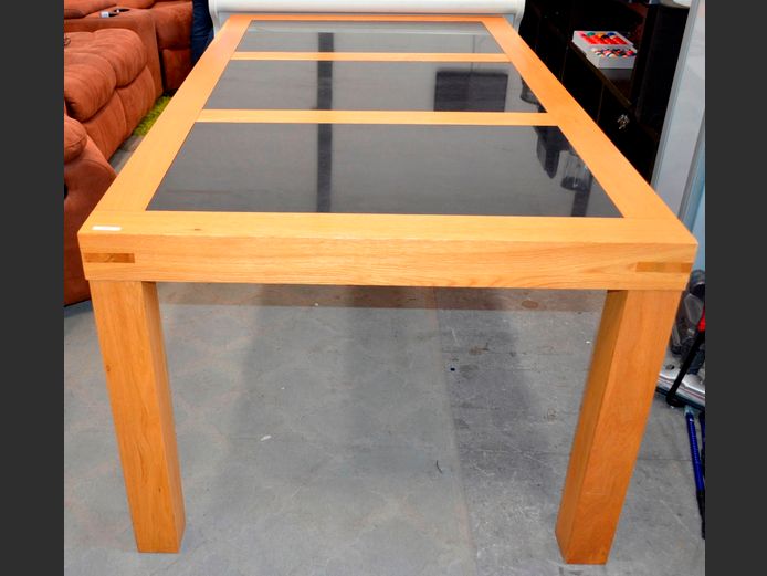 OAK & GRANITE 6-SEATER DINING TABLE, 180 x 100 x 77cm
