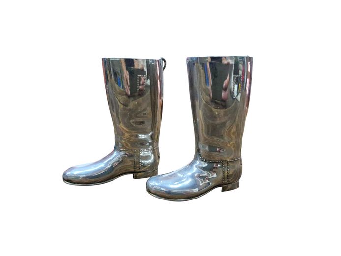 Vintage Silver-Plated Miniature Riding Boot Ornaments