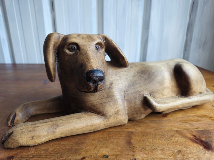 Vintage Wooden Carved Dog