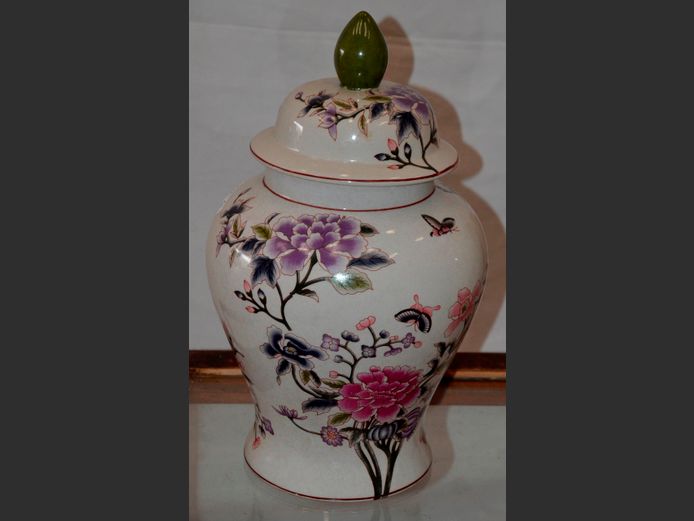 LARGE CERAMIC GINGER JAR WITH LID, 42cm High