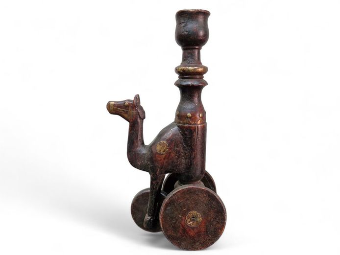 Vintage Moroccan Wooden Camel Candle Holder