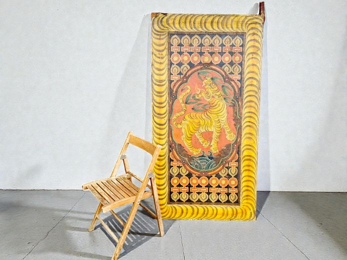 19th Century Tibetan/Himalayan Monasteries Thangka Art Door Panel