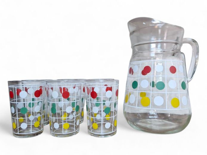 Retro French Polka Dot Glassware Set
