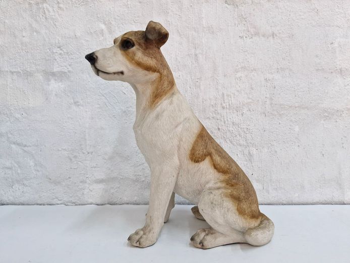 Realistic Sitting Jack Russell Terrier Resin Dog Figurine Statue