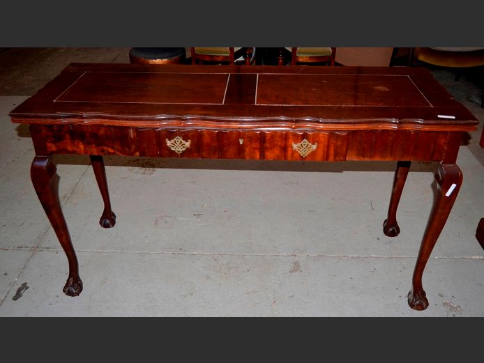 IMBUIA BALL & CLAW SERVER, SWIVELS & TURNS INTO A TABLE, 137 x 96 x 77cm [Extended], 137 x 48 x 77cm [Folded] [Needs securing]