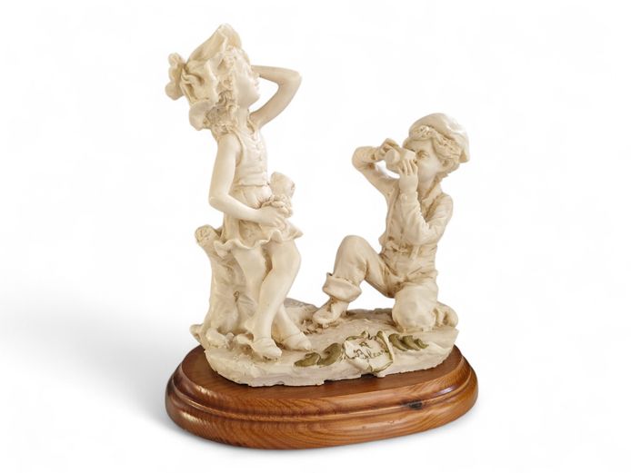 Italian Auro Belcari Signed Resin & Marble Sculpture