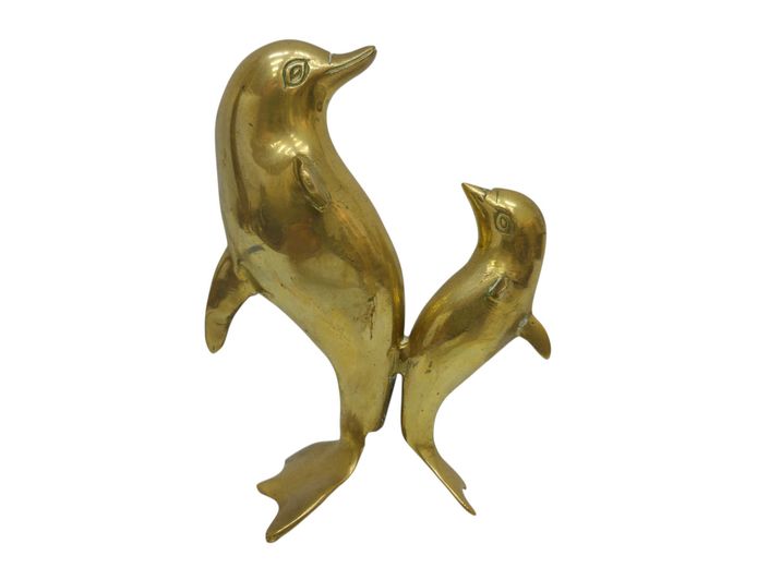 Vintage Brass Leaping Dolphins Figurine