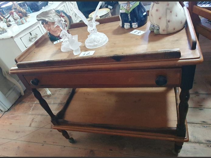 YELOWWOOD & STINKWOOD SINGLE DRAWER TEA TROLLEY WITH BOTTOM SHELF, 88 x 51 x 80cm