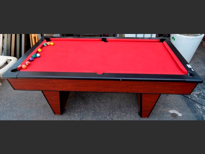 BLACKBALL CHERRY FOIL SLATE TOP POOL TABLE WITH BALLS, 215 x 122 x 82cm