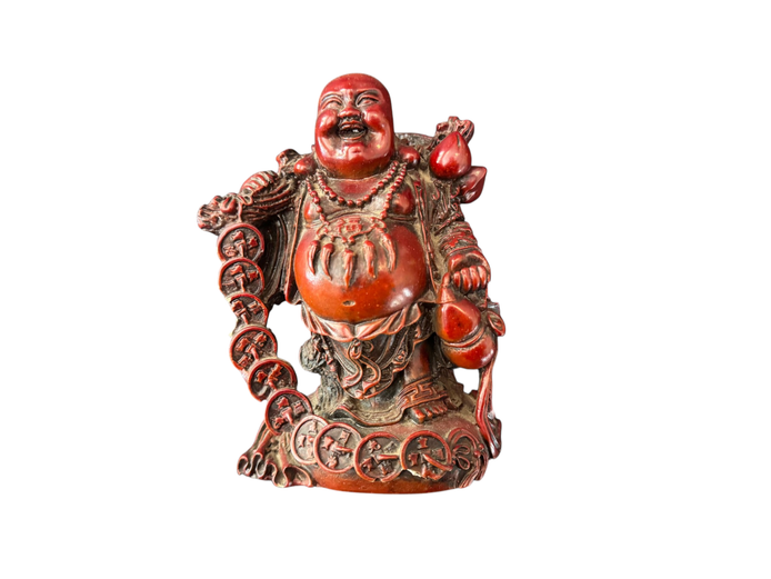 Laughing Buddha Prosperity Figurine – Red & Black Finish