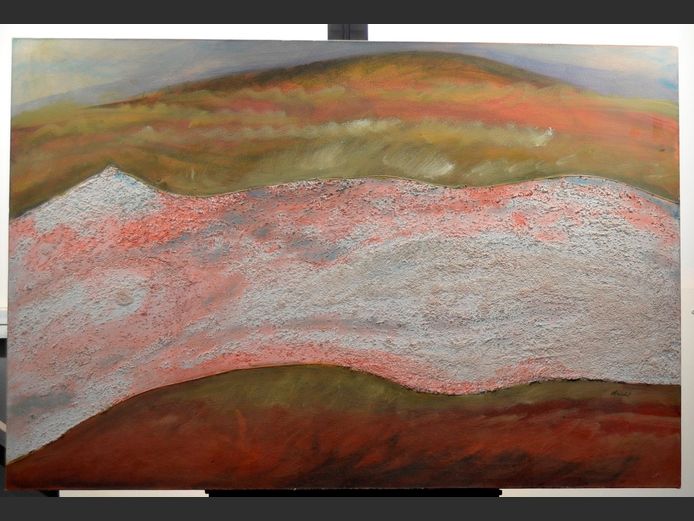 UNFRAMED ABSTRACT ON CANVAS, 120.2 x 80.3cm