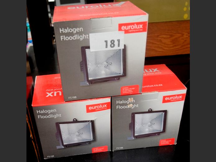 LOT: 3 x HALOGEN FLOODLIGHTS [Untested]