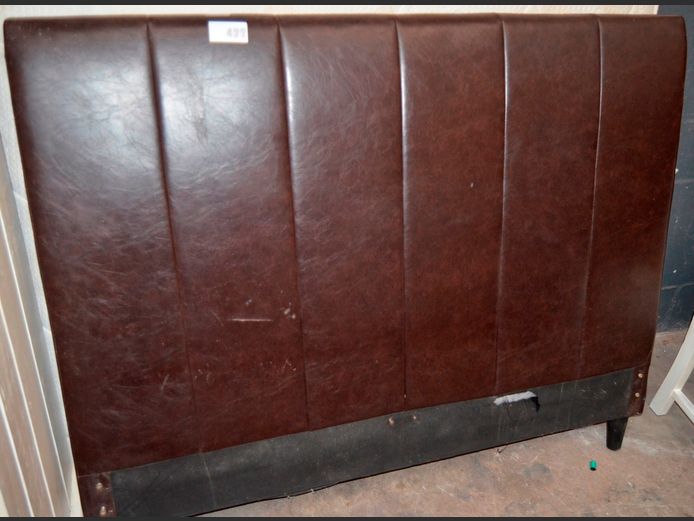 BROWN LEATHER TOUCH DOUBLE HEADBOARD