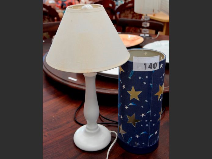 LOT OF 2: BEDSIDE LAMPS, 29cm & 49cm High