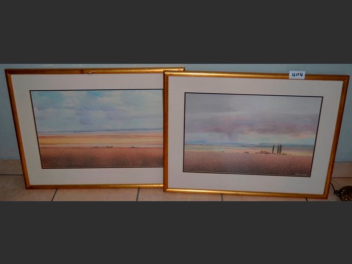 PAIR GILT FRAMED PRINTS "LANDSCAPE", 63 x 41cm