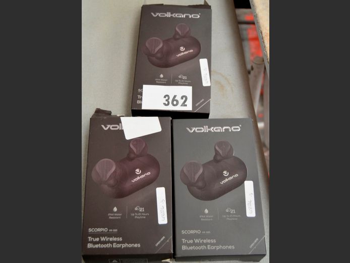 LOT OF 3: VOLKANO SCORPIO BLUETOOTH EARPHONES [Untested]