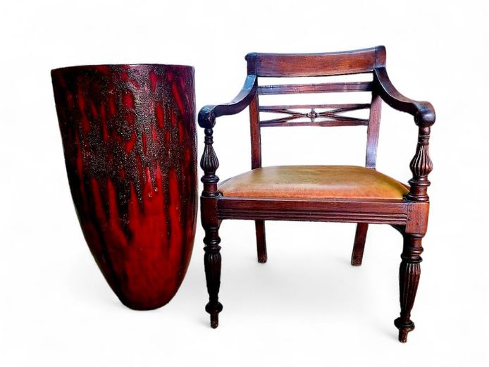 Large Glazed Flambe Rouge Fiberglass Planter