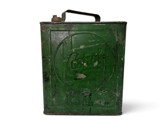 Vintage Castrol Motor Oil 2-Gallon Embossed Tin Can