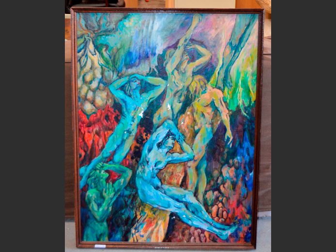 FRAMED OIL ON CANVAS 'NUDE" SIGNED MICHELLE HAMMAN 1994, 99 x 73.5cm