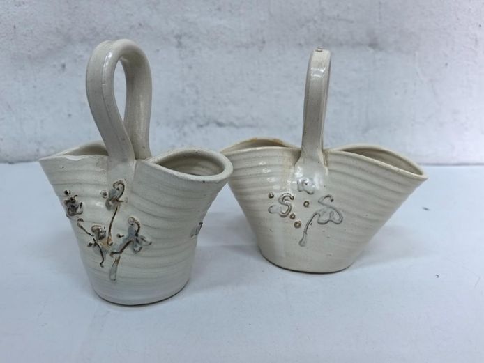 Pair of Studio Pottery Small Ceramic Baskets