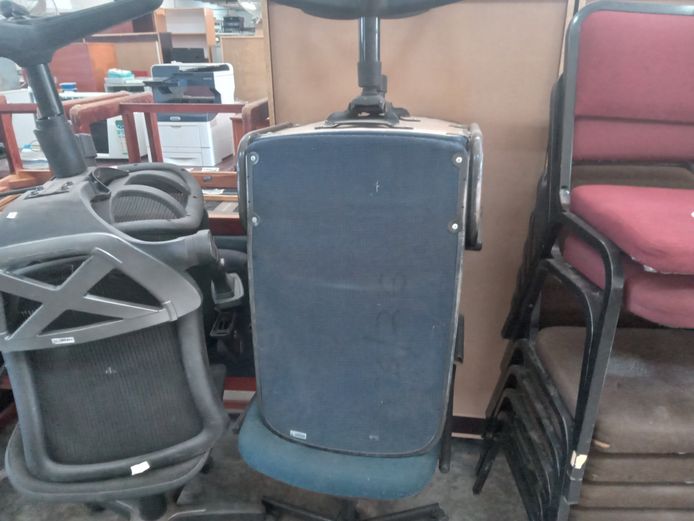 Blue swivel office chairs