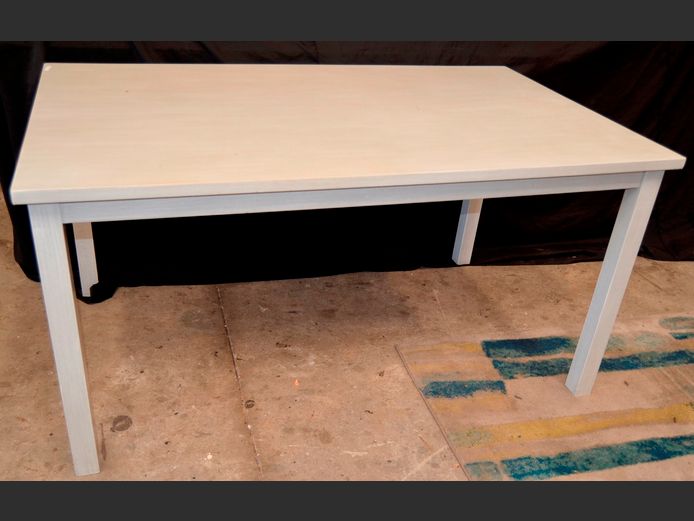 CREAM PAINTED 6-SEATER DINING TABLE, 150 x 90 x 75cm