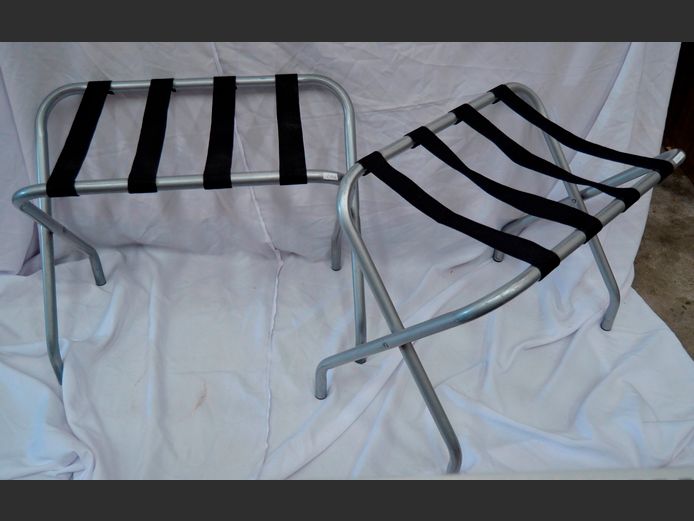 PAIR ALUMINIUM FOLDING LUGGAGE STANDS