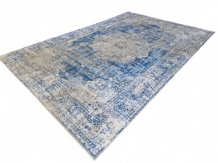 Vintage Distressed Blue Anti-Slip Area Rug (3m x 2m)