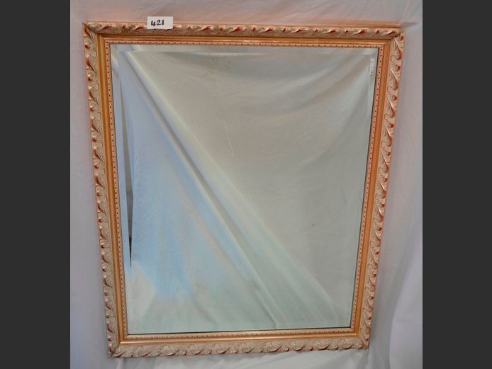 CARVED FRAMED & BEVELLED MIRROR, 113 x 91cm