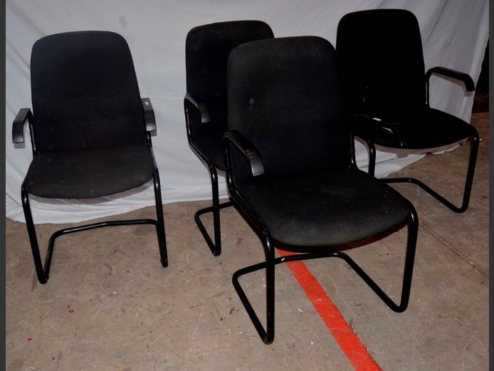 SET OF 4  BLACK SLEIGH BASE VISITOR'S CHAIRS [Need a clean]