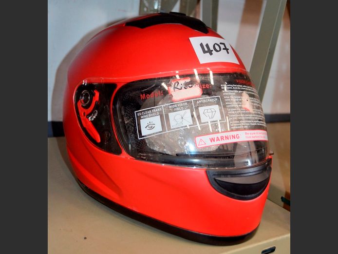 RED MOTORCYCLE HELMET
