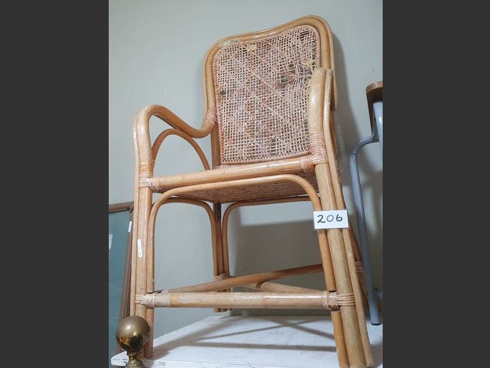 CANE & RATTAN ARMCHAIR [Rattan needs replacing]